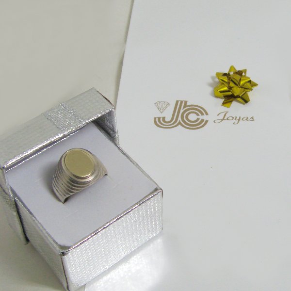 (r1036)Silver ring style seal oval gold.